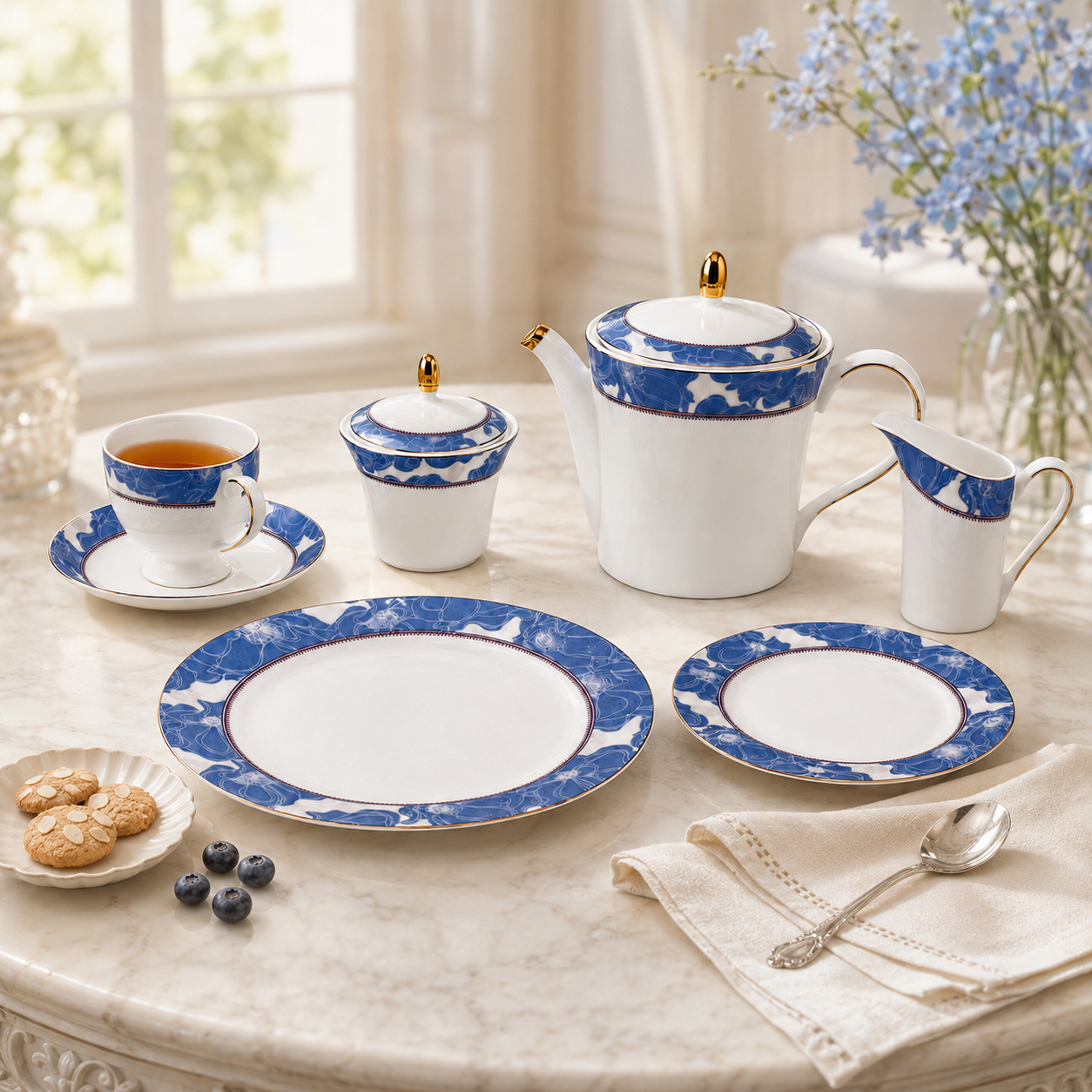Onemore 24-Pieces 6-Serving Fine Bonne China Tea Sets