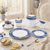 Onemore Blue Marble 24-Piece Fine Bone China Tea Set for 6