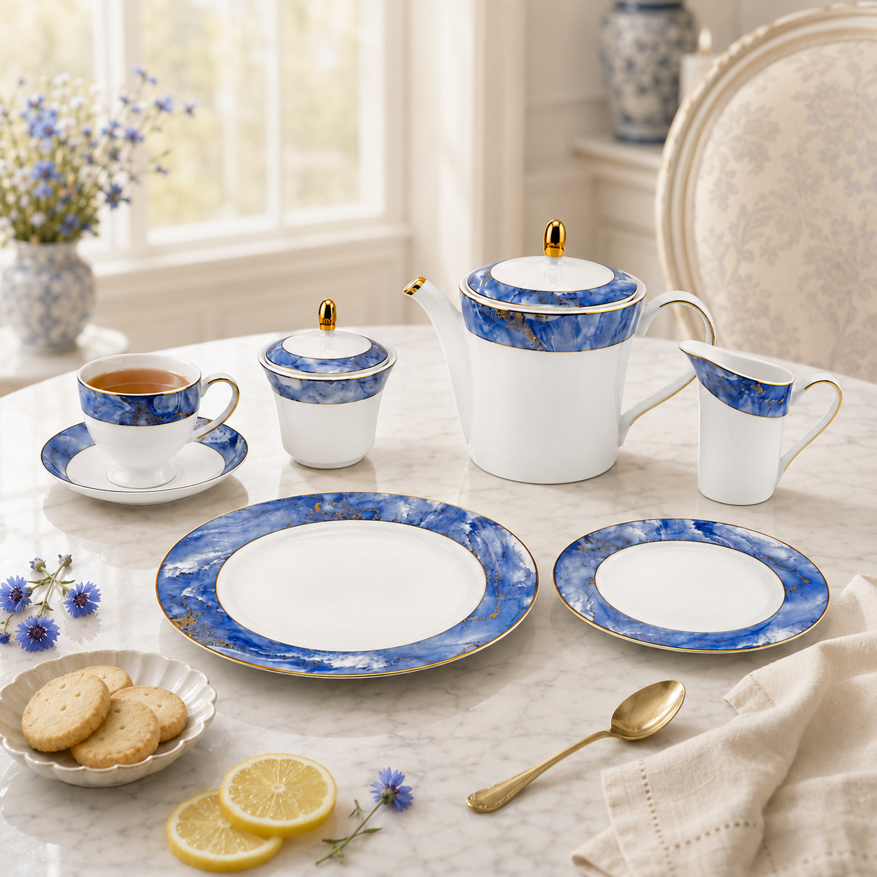 Onemore 24-Pieces 6-Serving Fine Bonne China Tea Sets
