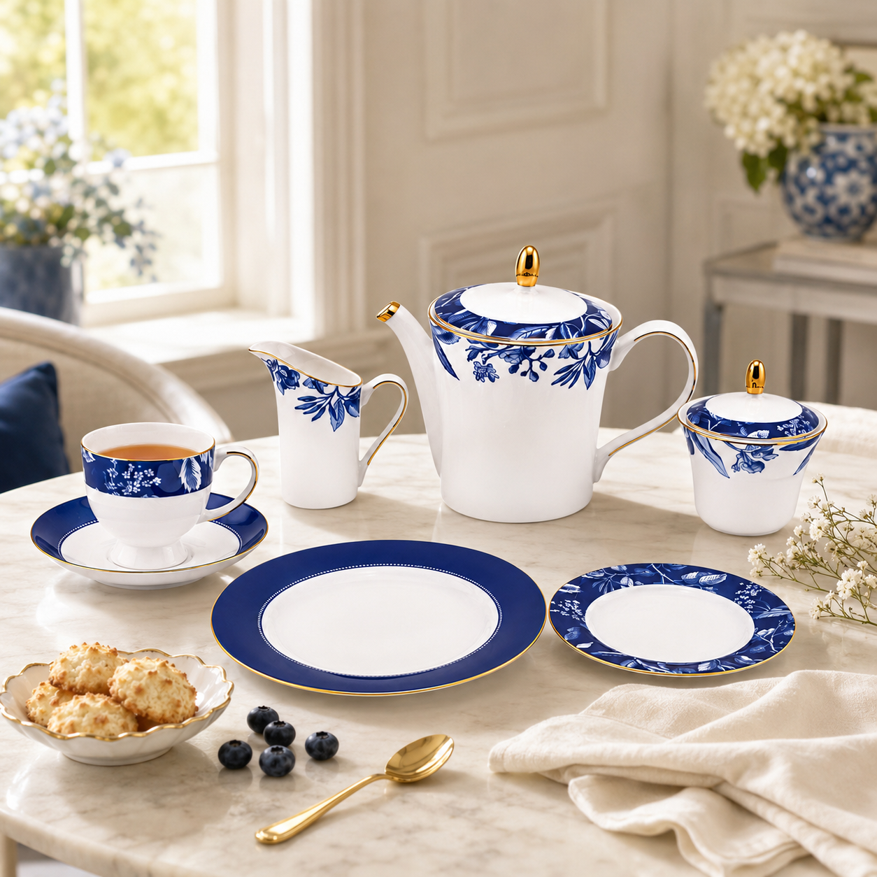 Onemore 24-Pieces 6-Serving Fine Bonne China Tea Sets