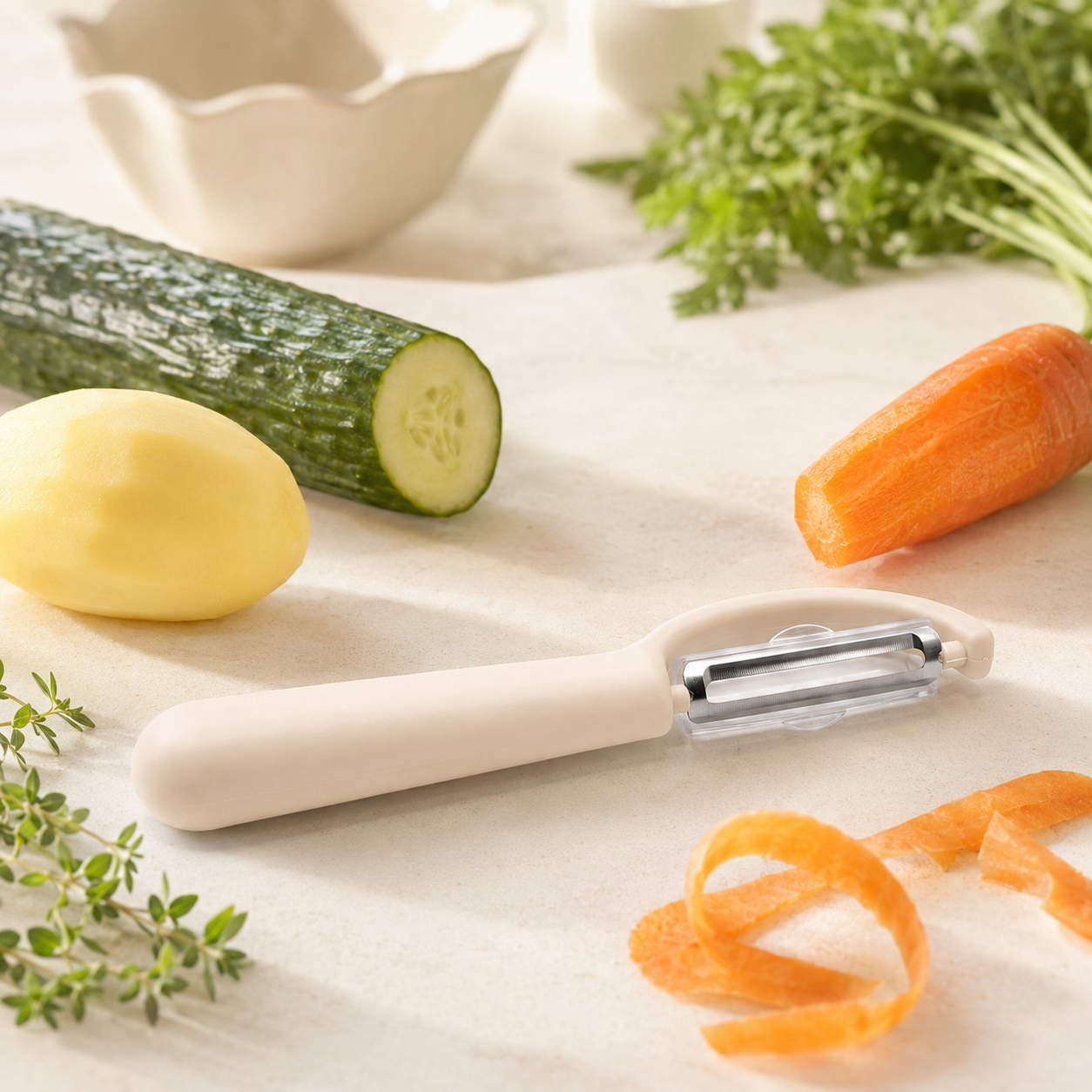 Aitos I-Shaped Silicon Beige Peeler