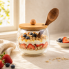 D.W.M 170 ML Double Wall Glass Mason Jar With Wooden Spoon