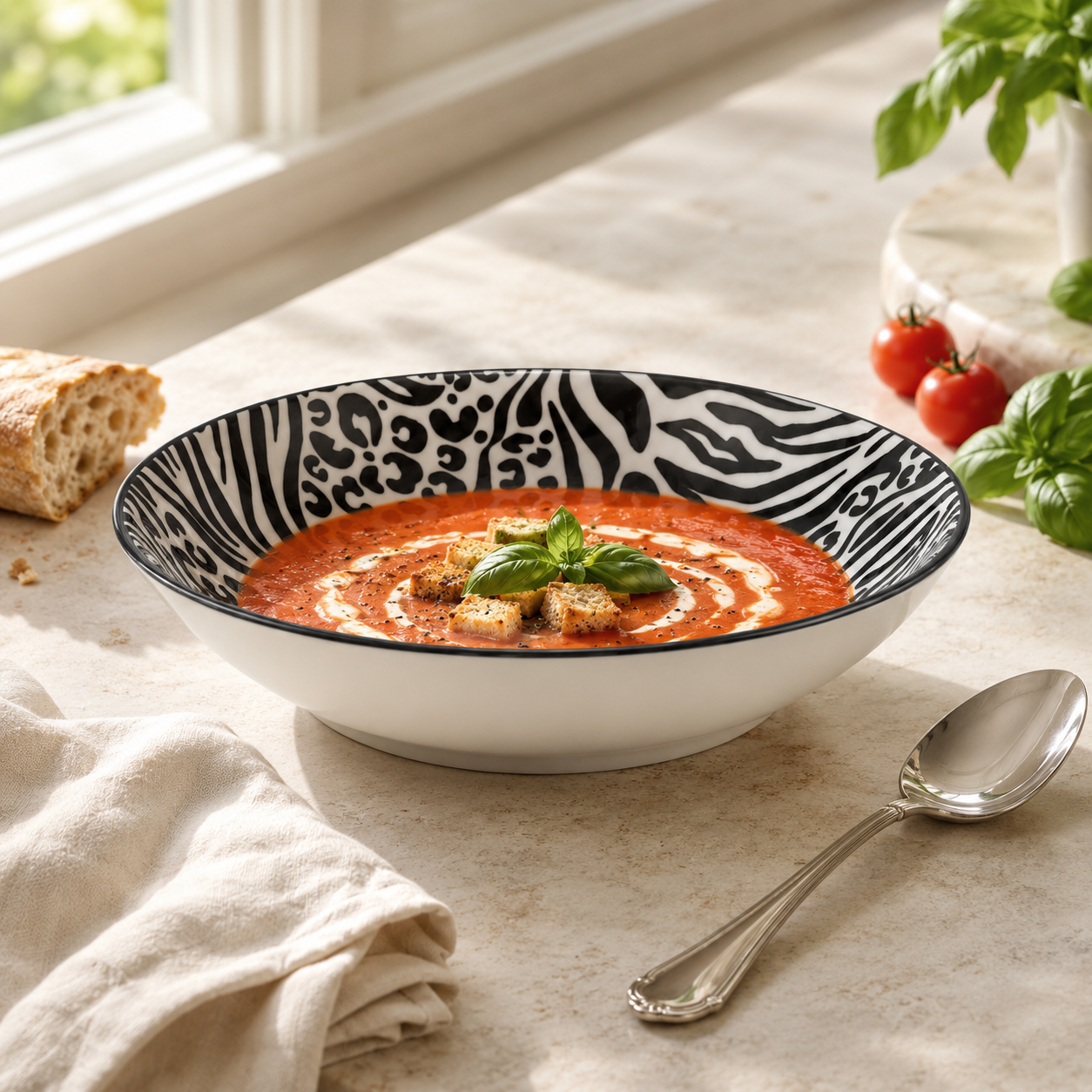 Gupan 8-Inch Marble Soup Plates