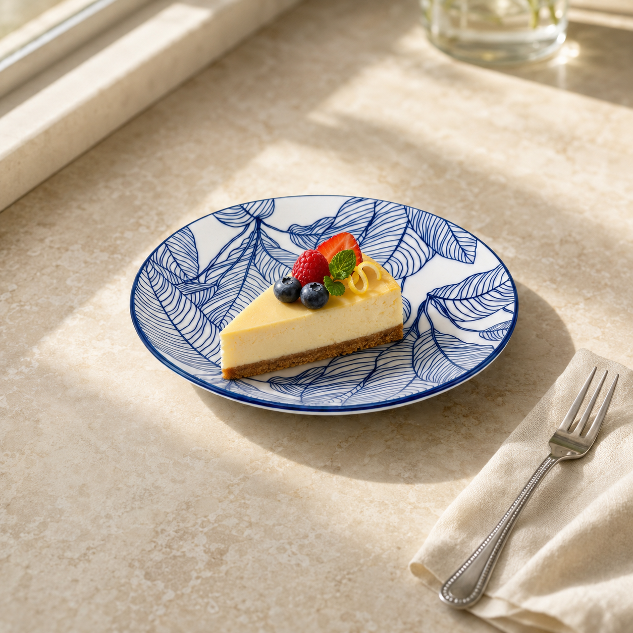 Gupan 7-Inch Matt Marble Flat Quarter Plate
