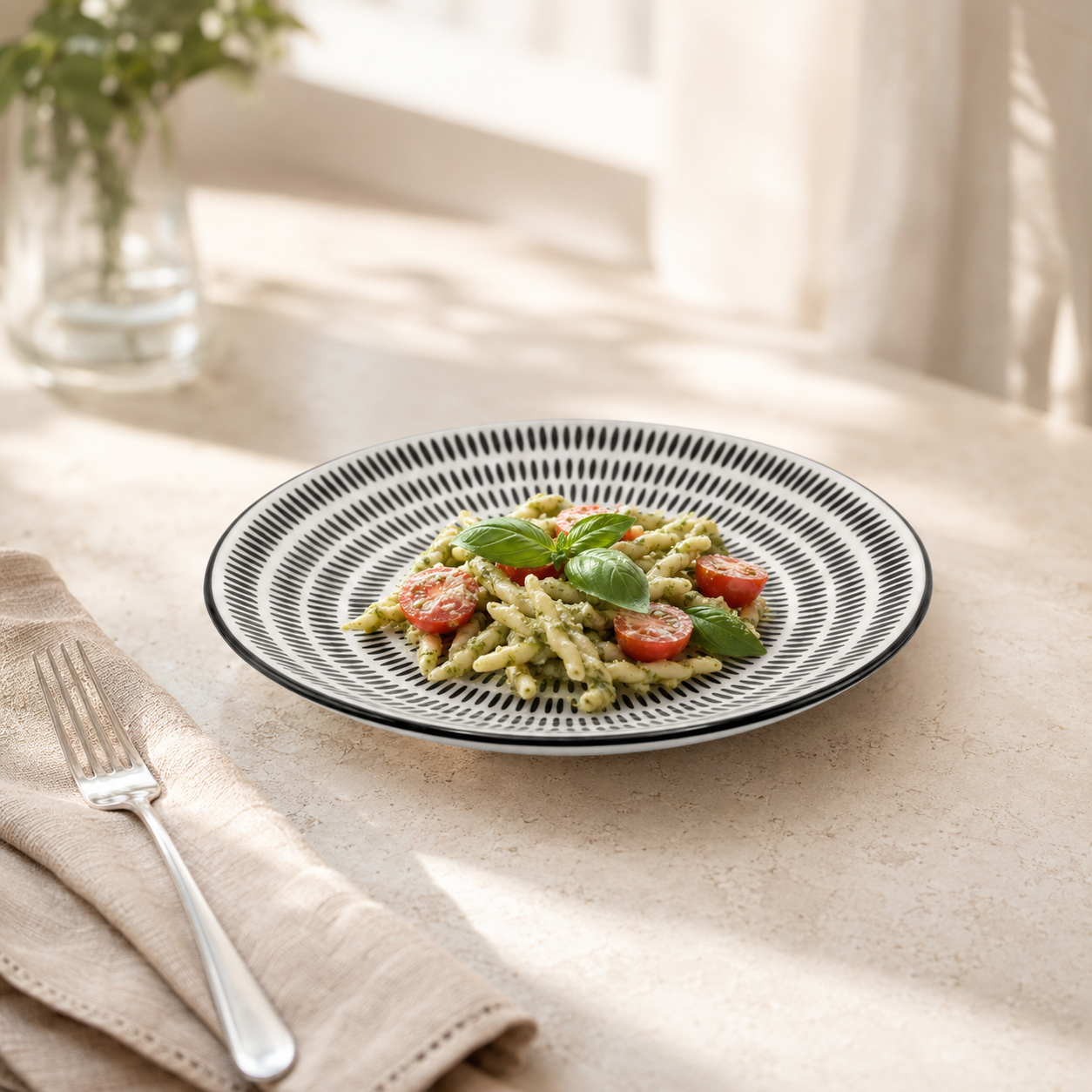 Gupan 7-Inch Matt Marble Flat Quarter Plate