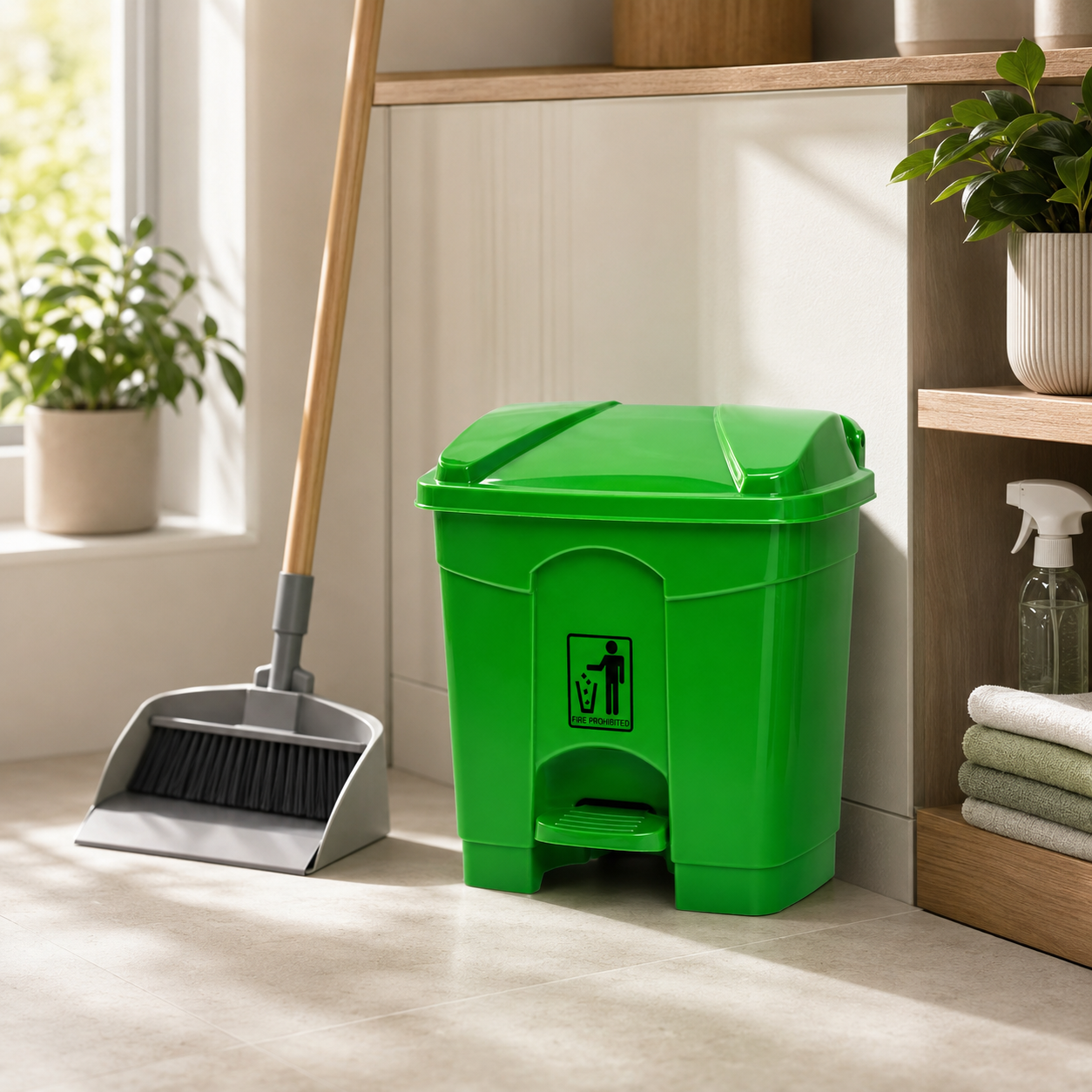 Deluxe 30-Liter Plastic Push-Pedal Rectangular Dustbins