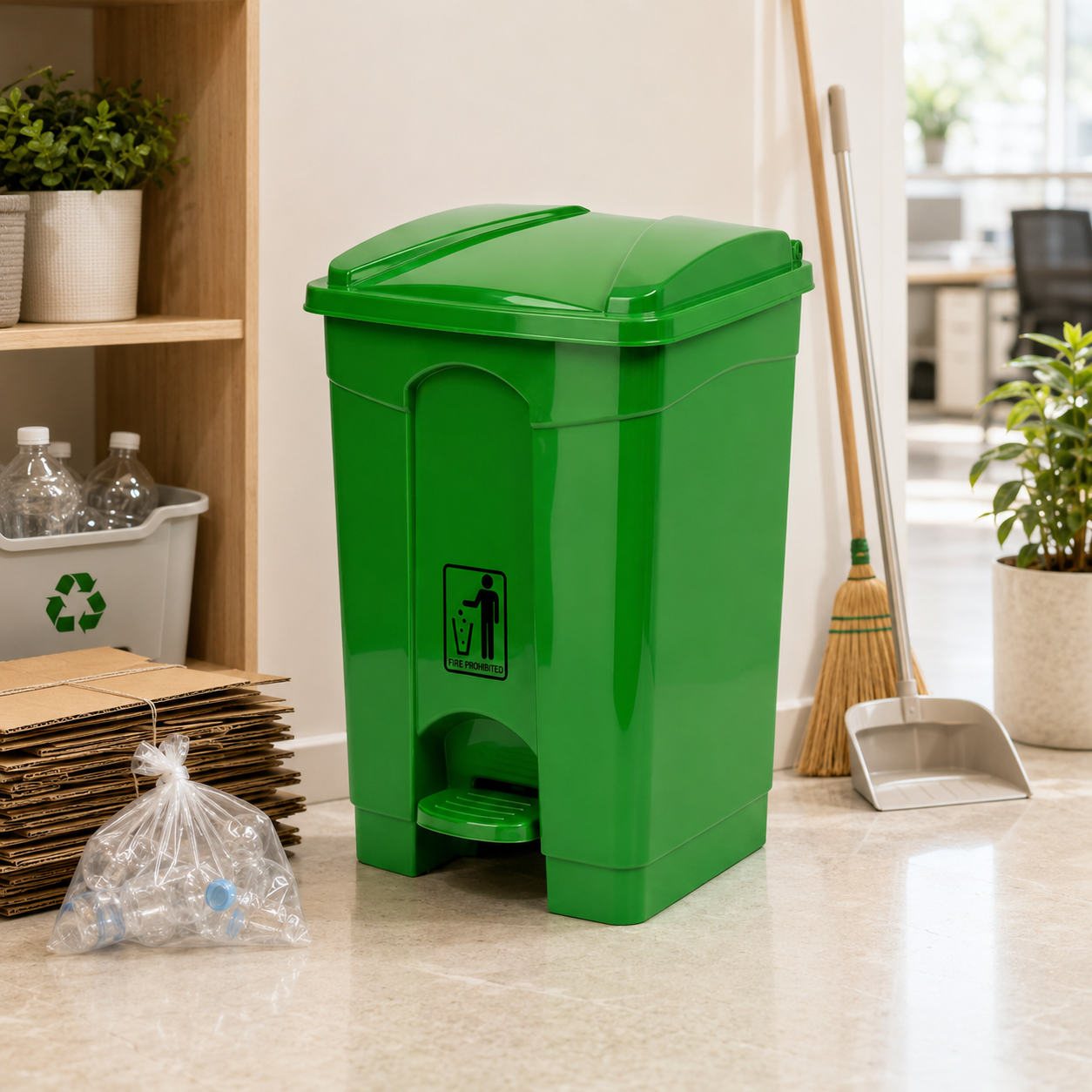 Deluxe 50-Liter Plastic Rectangular Push-Pedal Dustbins