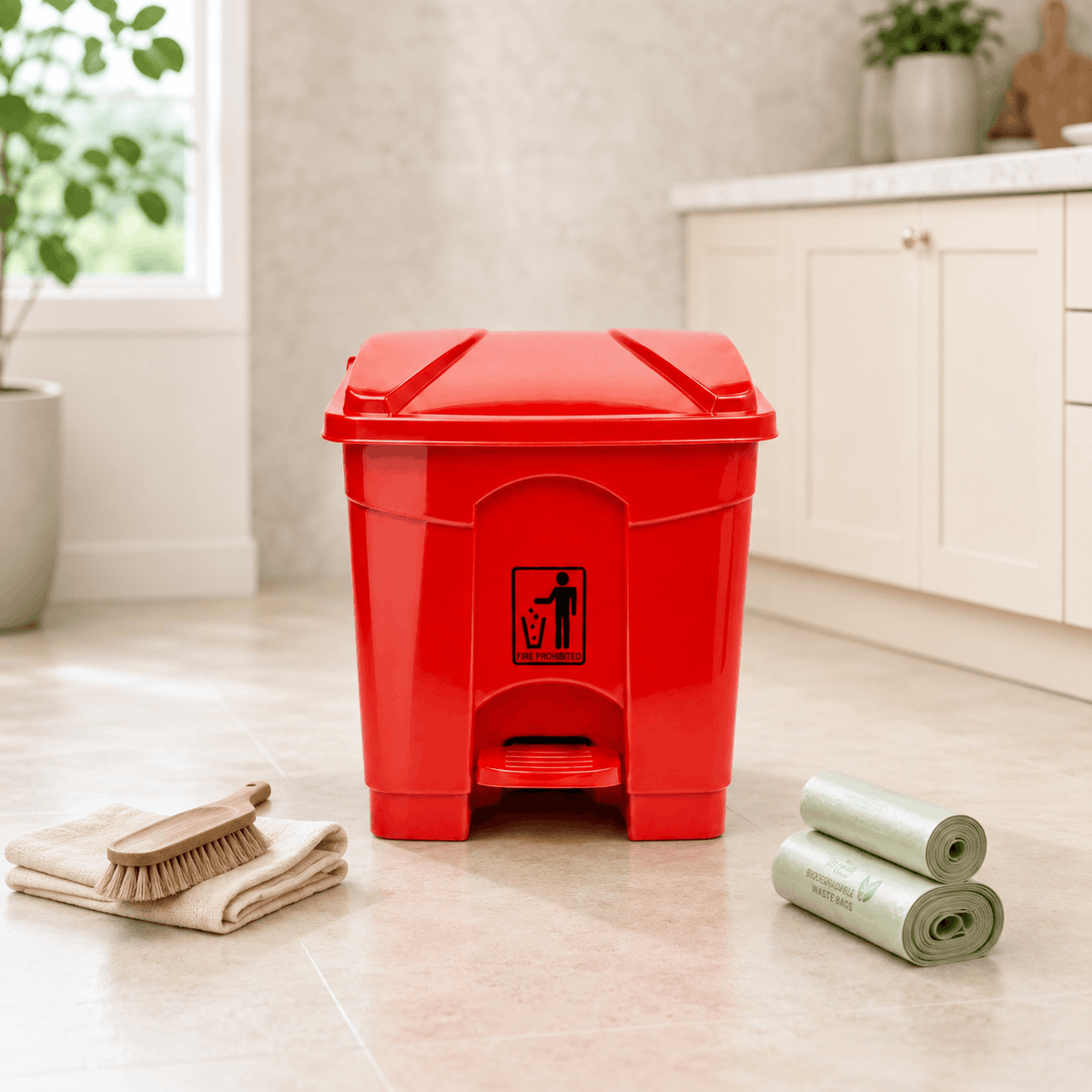 Deluxe 30-Liter Plastic Matte Push-Pedal Rectangular Dustbins Kaka Bawa Sons