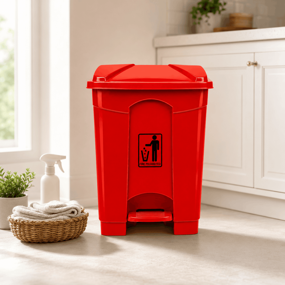 Deluxe 50-Liter Matte Plastic Rectangular Push-Pedal Dustbins Kaka Bawa Sons