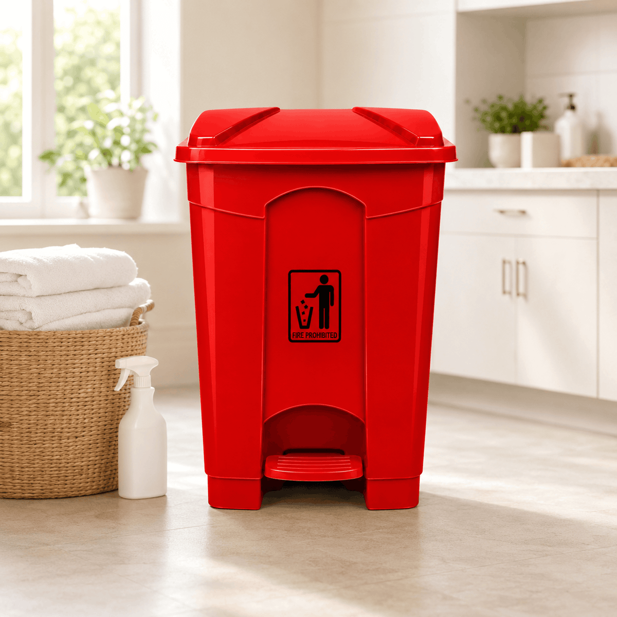 Deluxe 70-Liter Plastic Matte Rectangular Push-Pedal Dustbin Kaka Bawa Sons