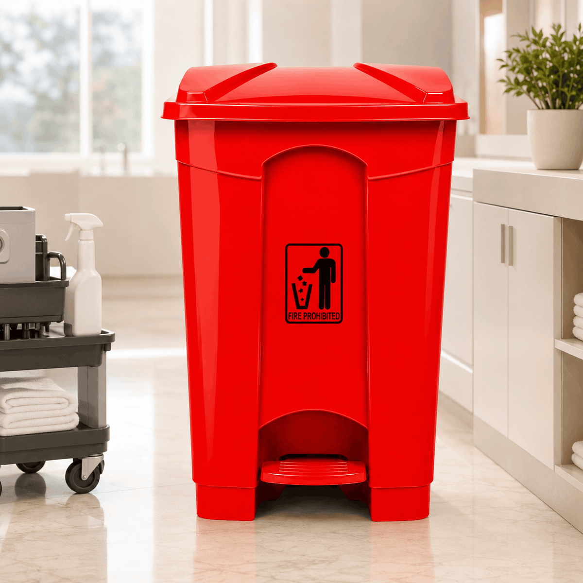 Deluxe 90-Liter Plastic Matte Rectangular Push-Pedal Dustbins Kaka Bawa Sons