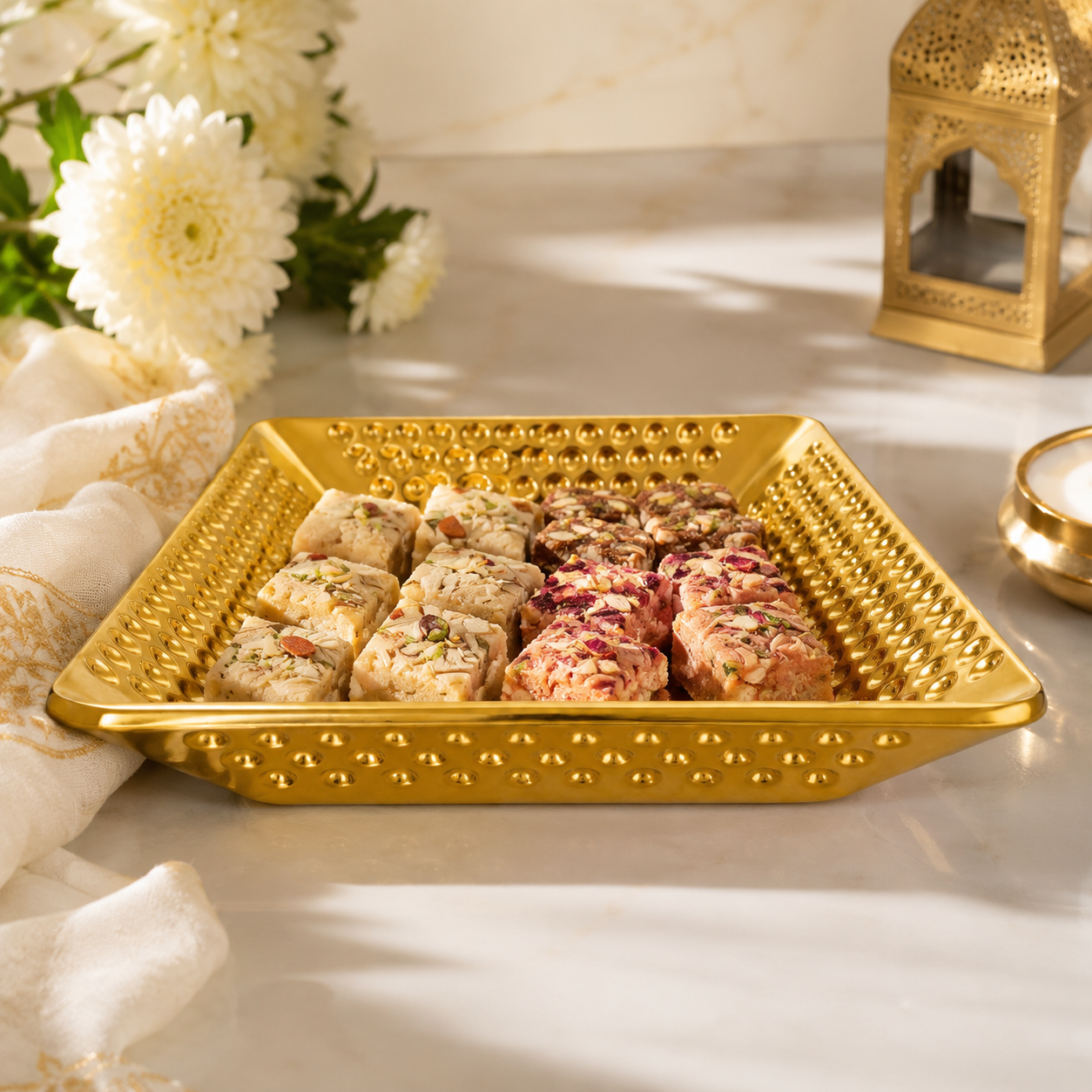 T.D.L Stainless Steel Electric Golden Coating Rectangular Serving Trays