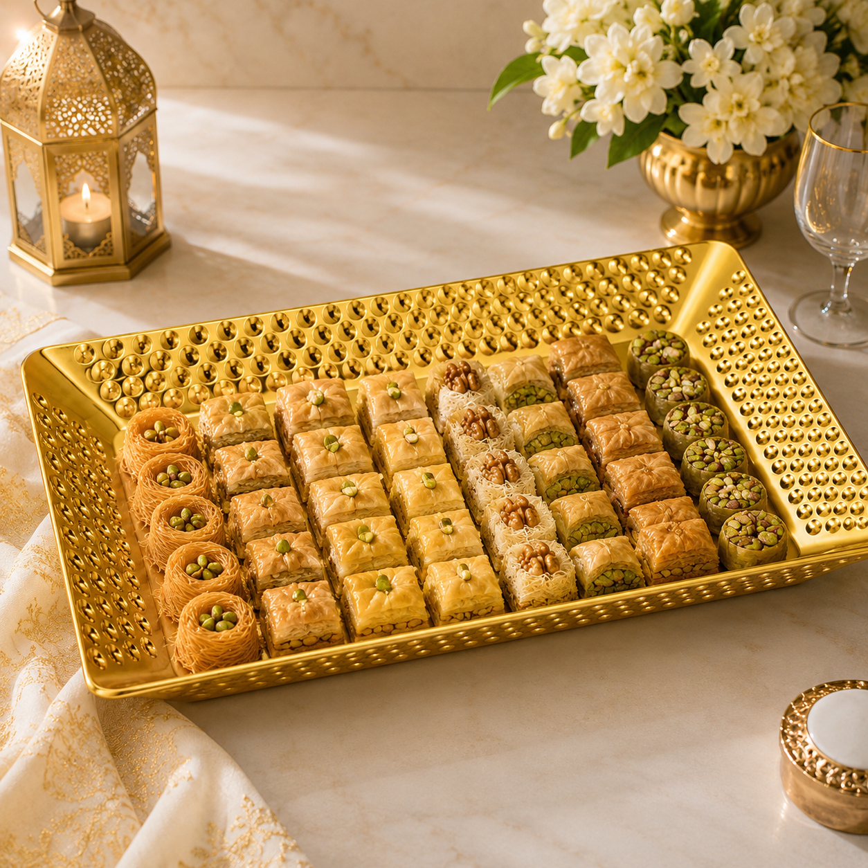 T.D.L Stainless Steel Electric Golden Coating Rectangular Serving Trays