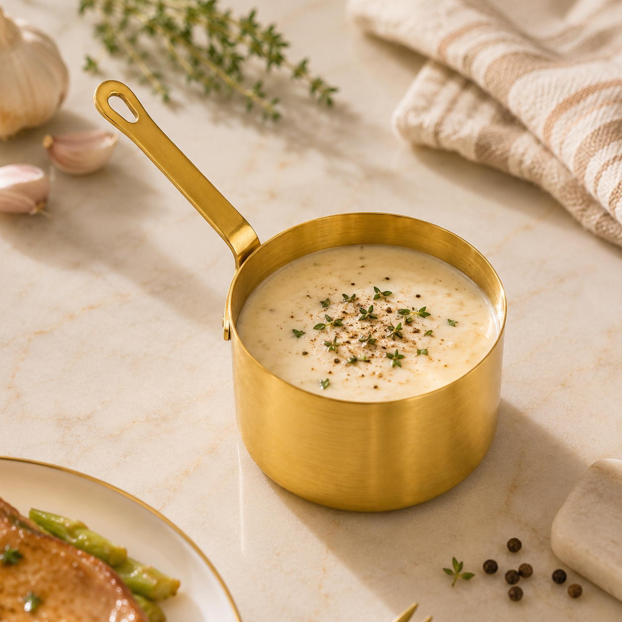 T.D.L 250 ml Stainless Steel Electric Golden Coating Sauce Cup