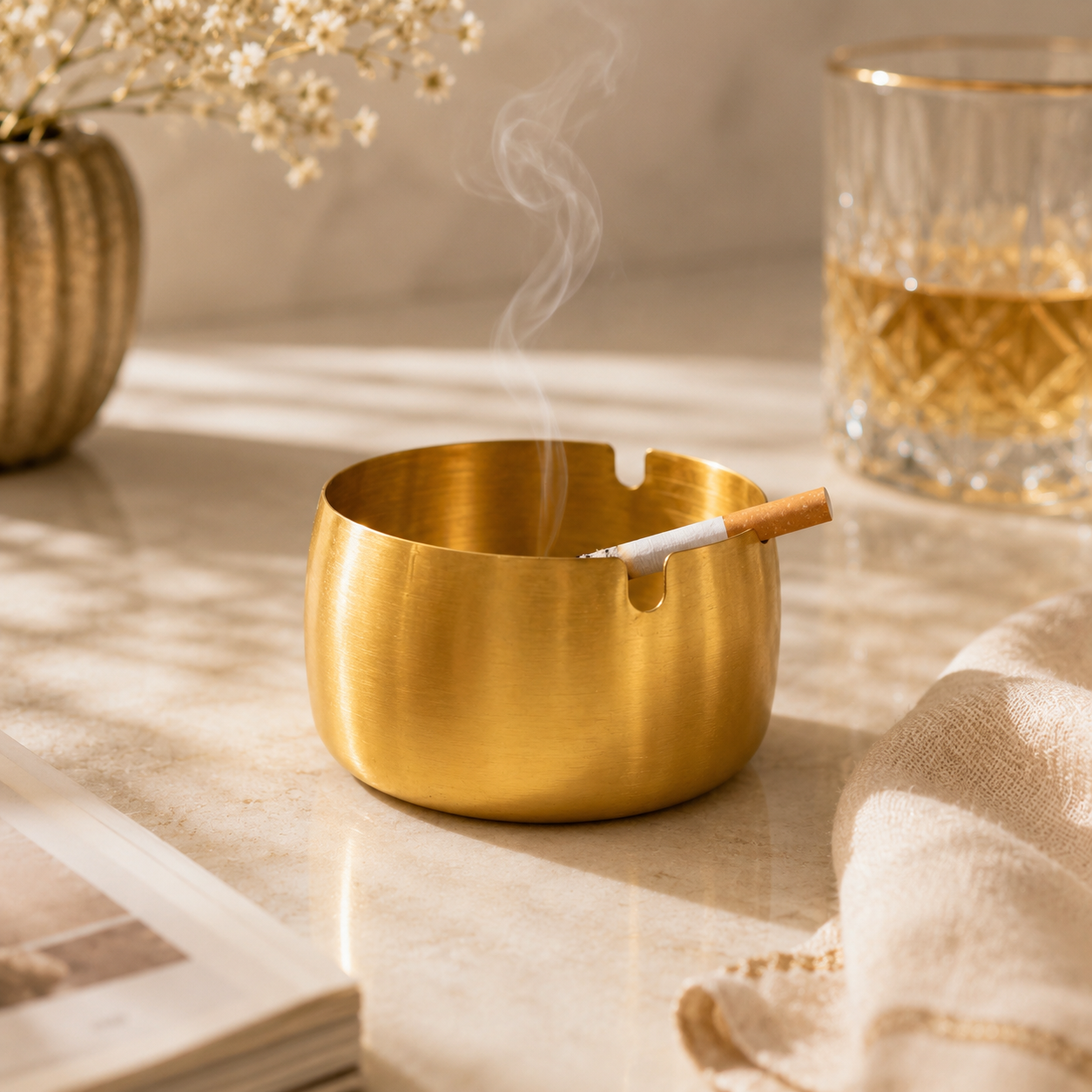 T.D.L 9 Cm Stainless Steel Electric Golden Coating AshTray