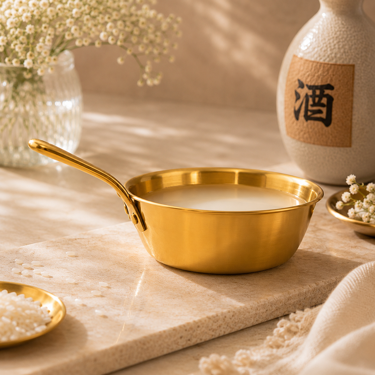 T.D.L Stainless Steel Electric Golden Coating Rice Wine Bowls