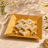 T.D.L Stainless Steel With Electric Golden Coating Square Hammered Serving Trays