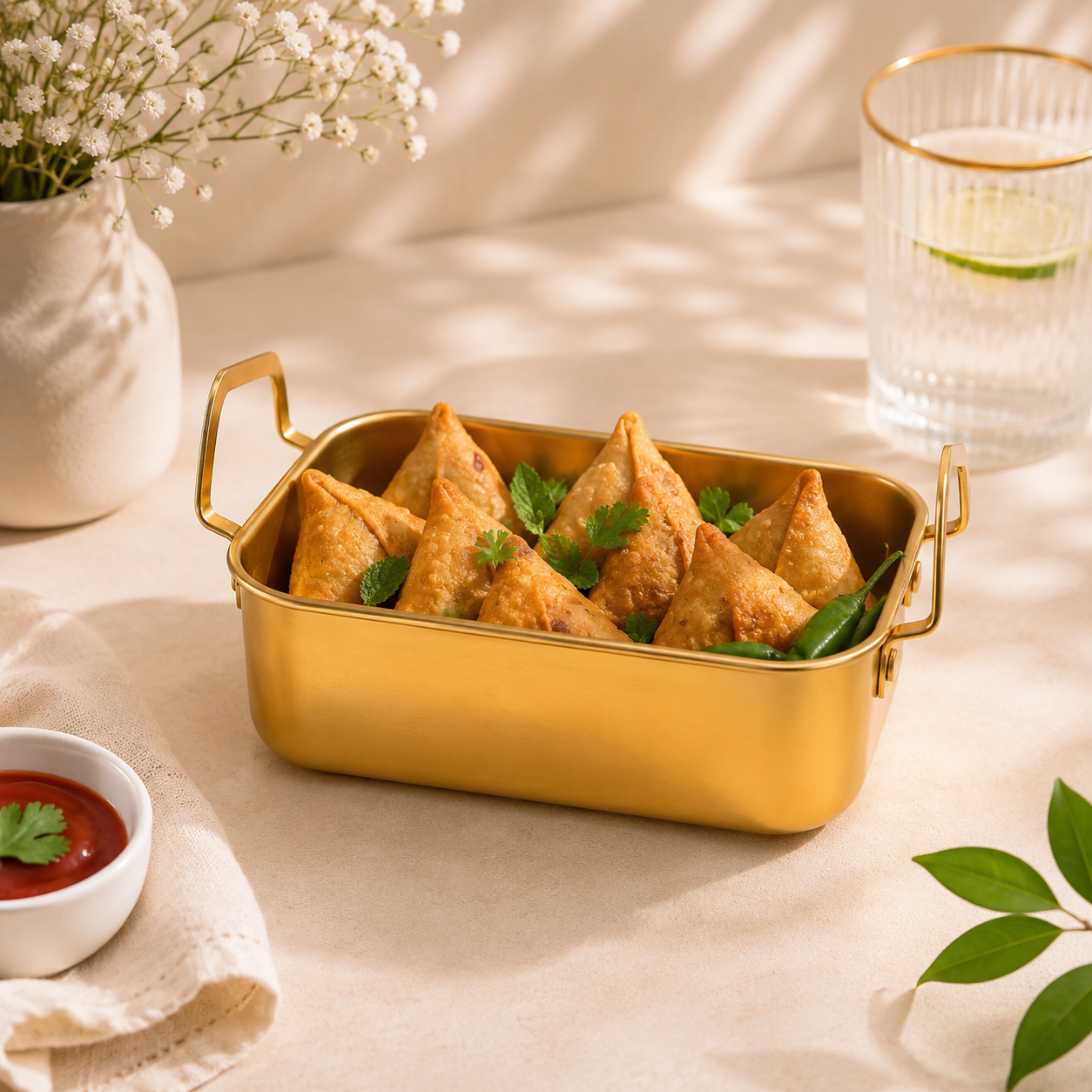 T.D.L Stainless Steel Electric Golden Coating Snack Dishes
