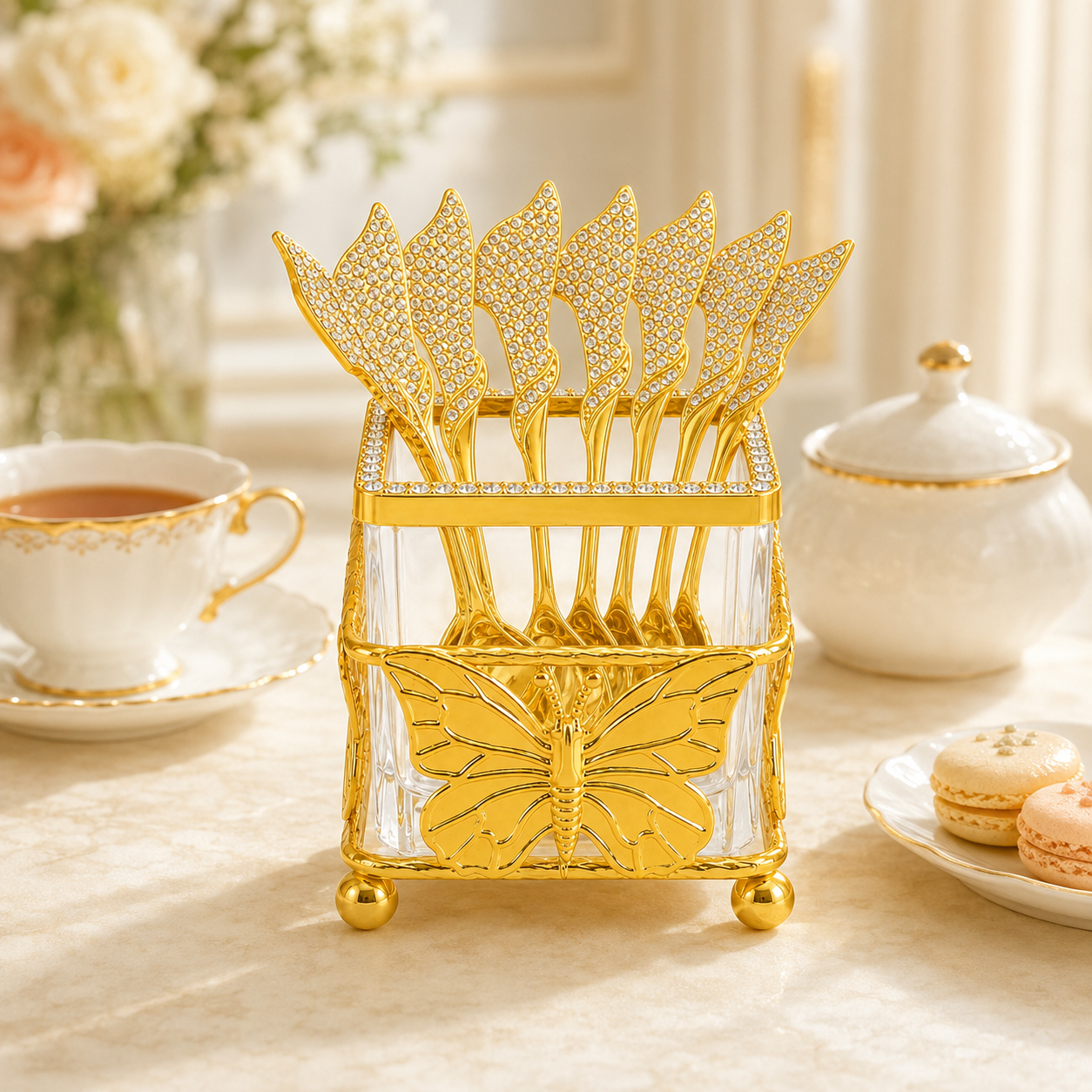 Fancy 6-Piece Metal Golden Tea Spoons Sets