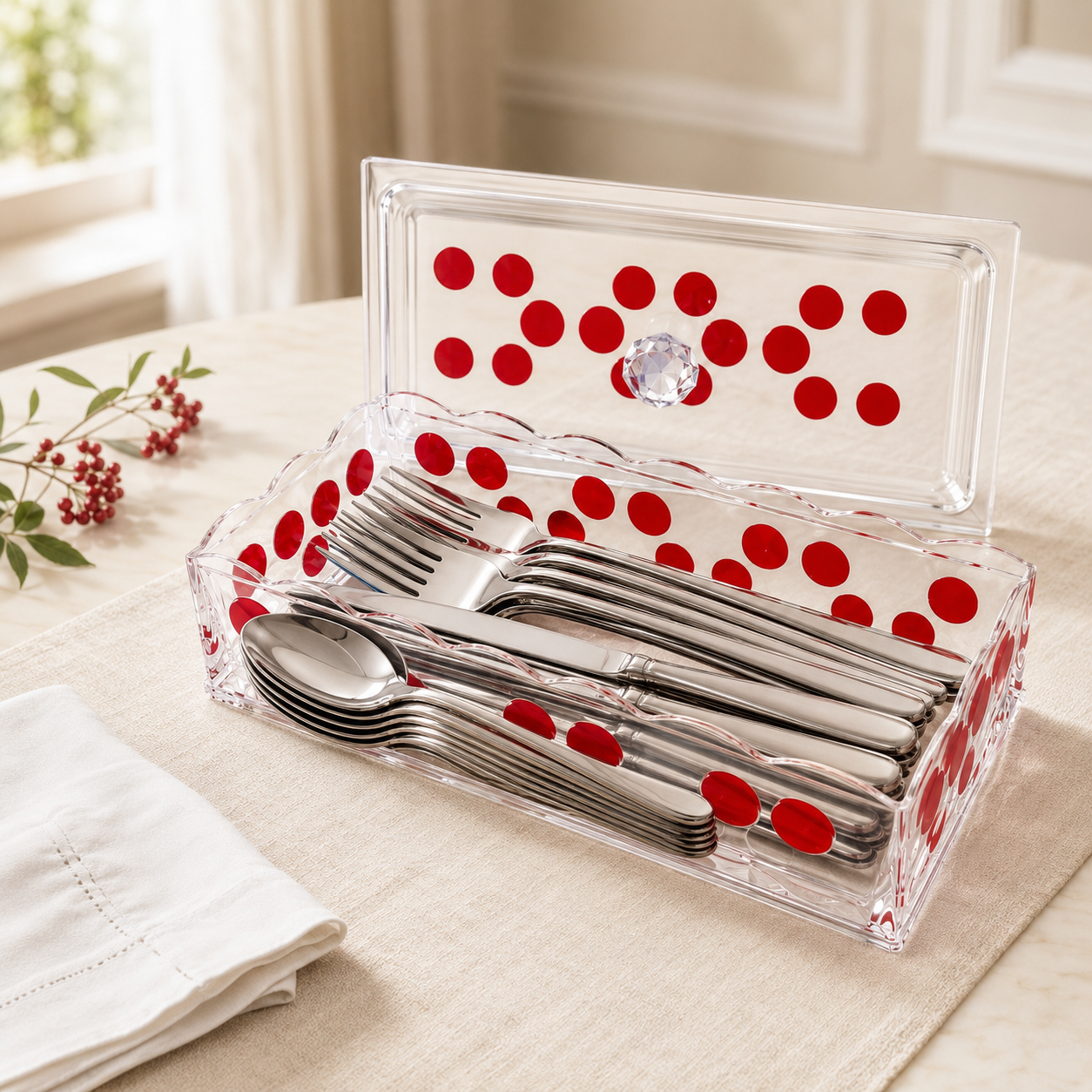 Acryl 2-Portion Acrylic Rectangular Cutlery Storage Box