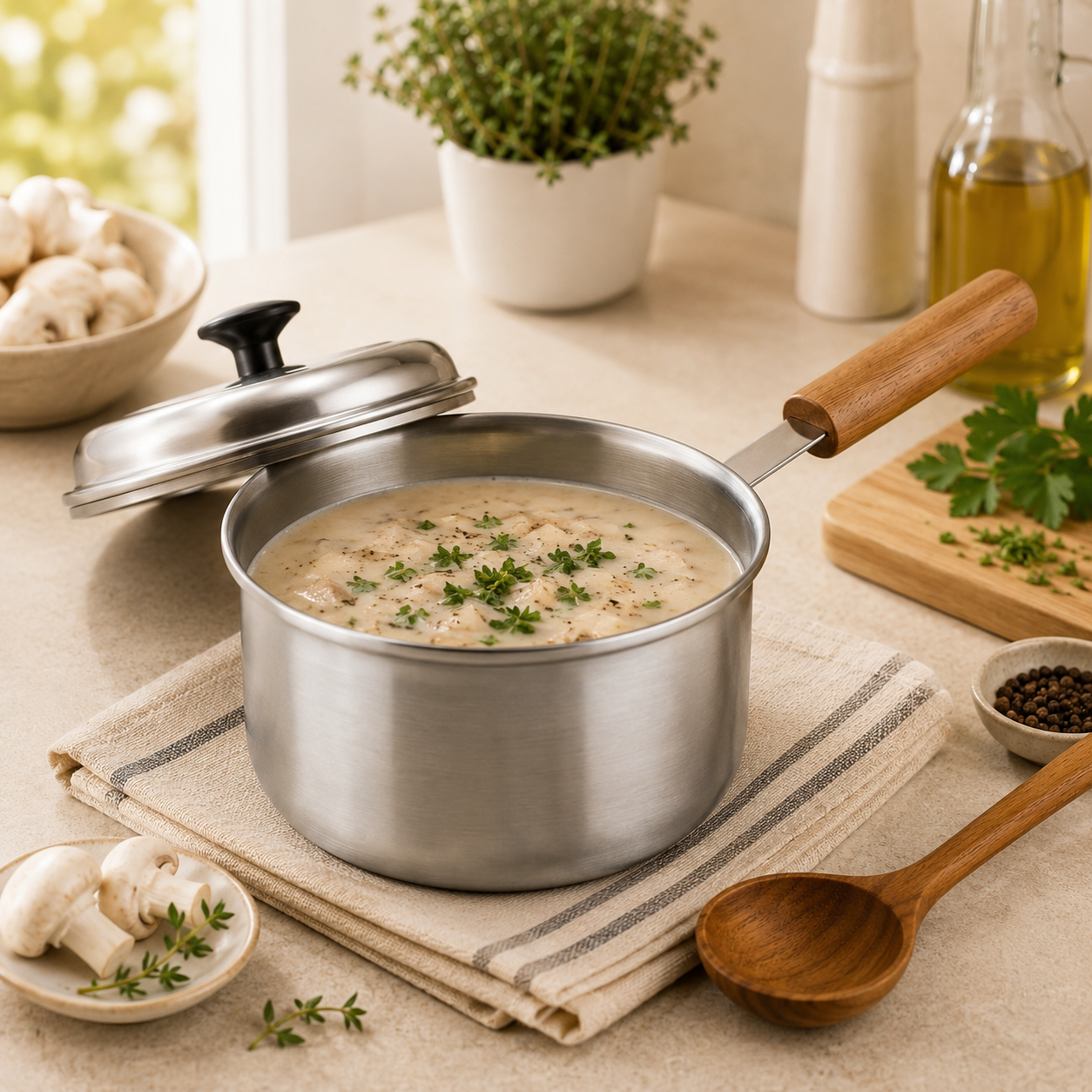 R/S Stainless Steel Sauce Pans With Wooden Handle