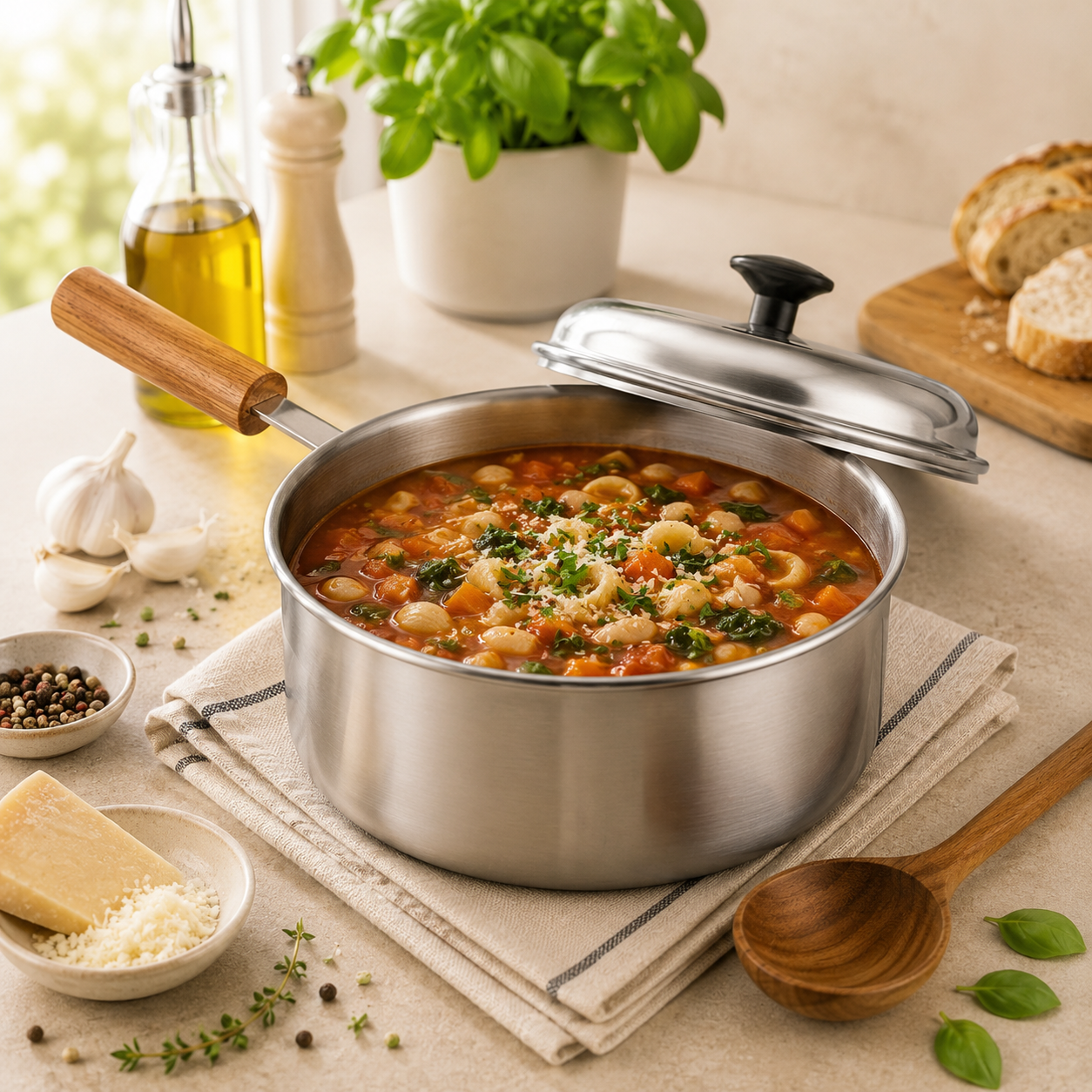 R/S Stainless Steel Sauce Pans With Wooden Handle