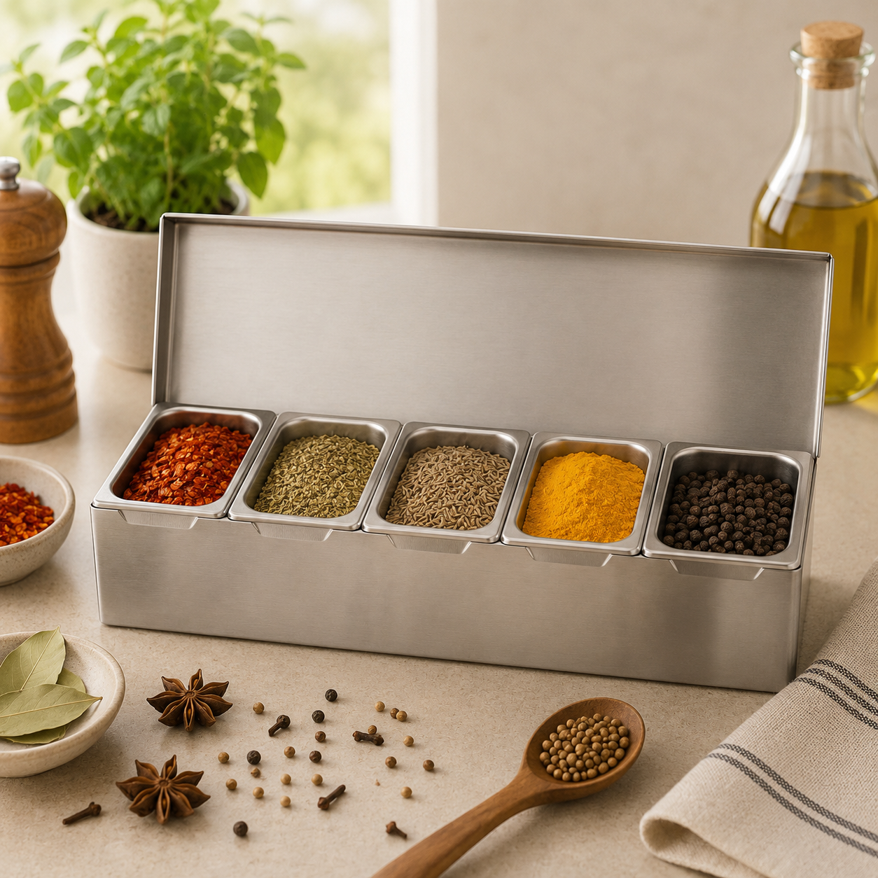 Duo Stainless Steel Spice Boxes