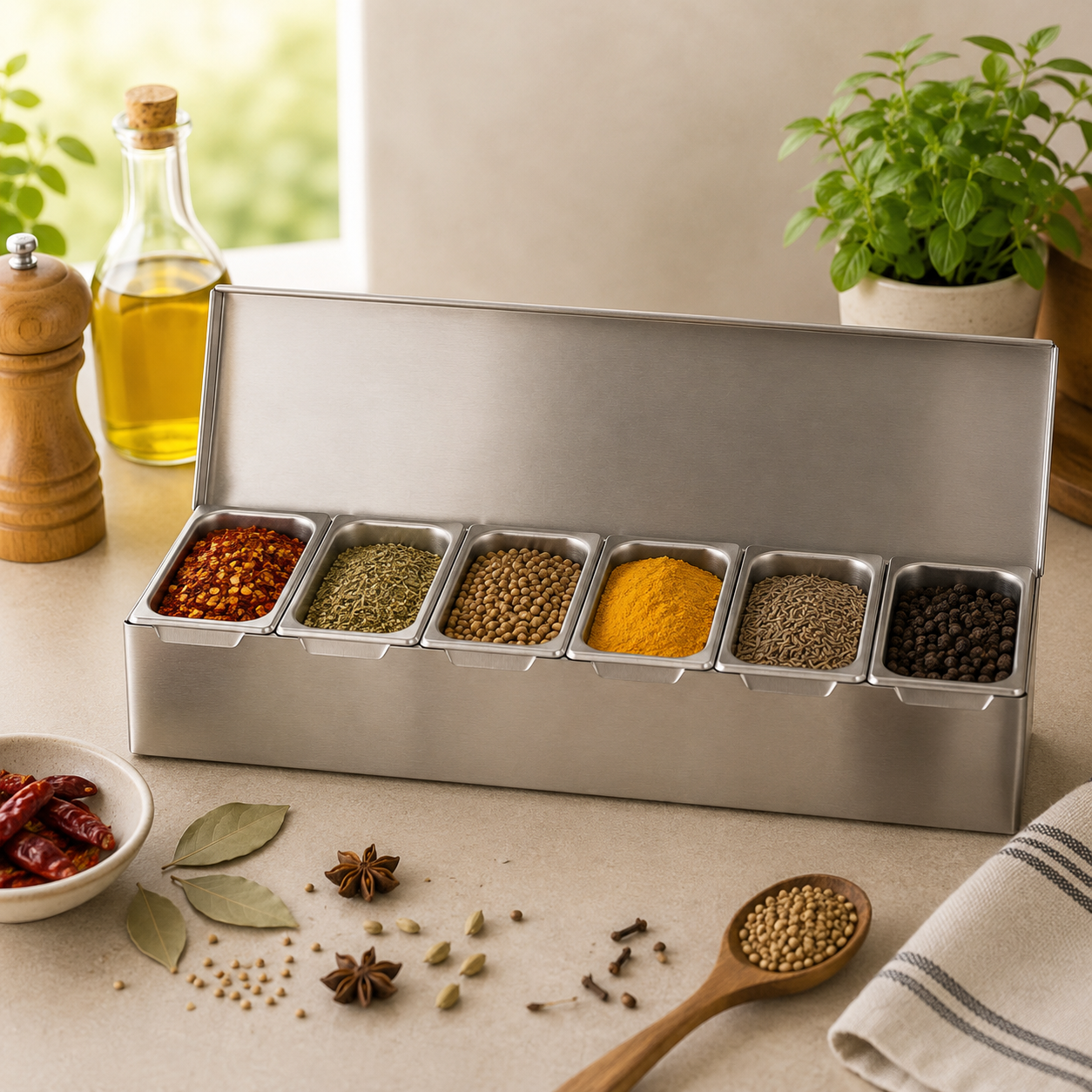 Duo Stainless Steel Spice Boxes