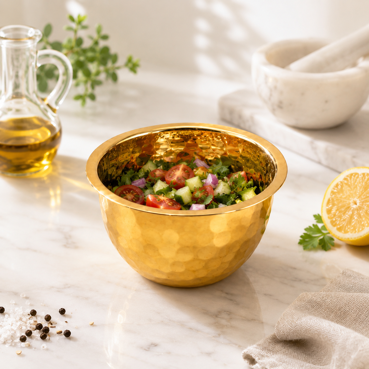 Crest Steel Aurum Hammered Golden Mixing Bowls