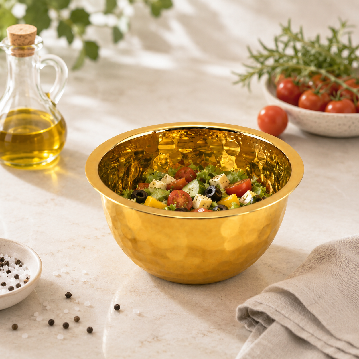 Crest Steel Aurum Hammered Golden Mixing Bowls