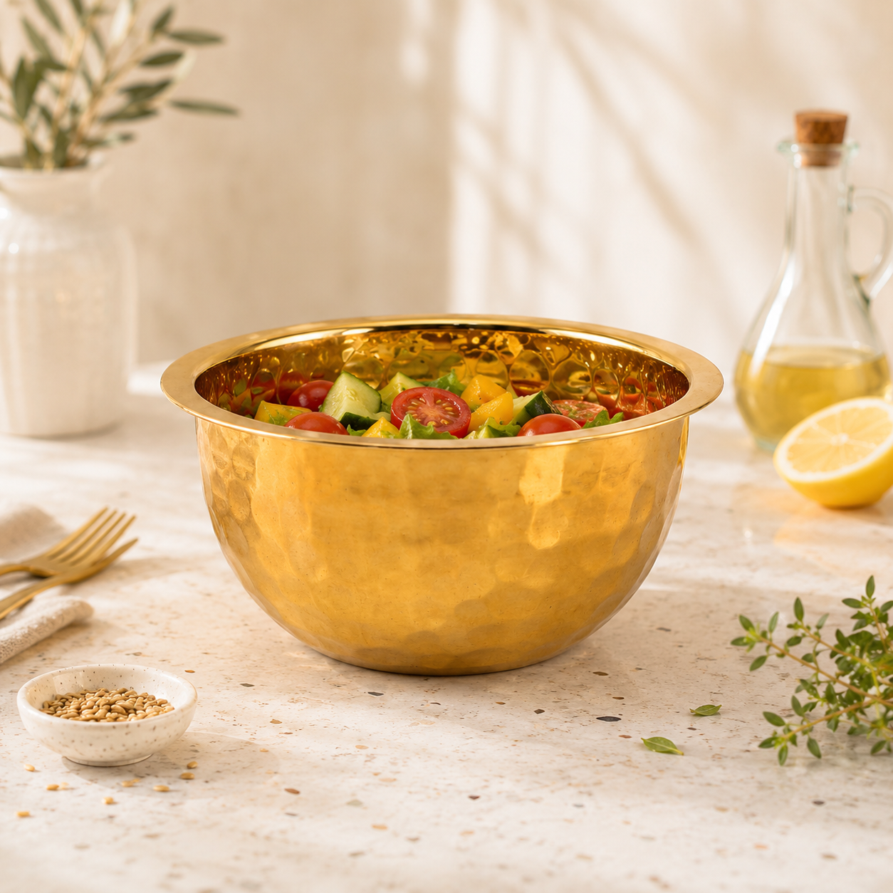 Crest Steel Aurum Hammered Golden Mixing Bowls