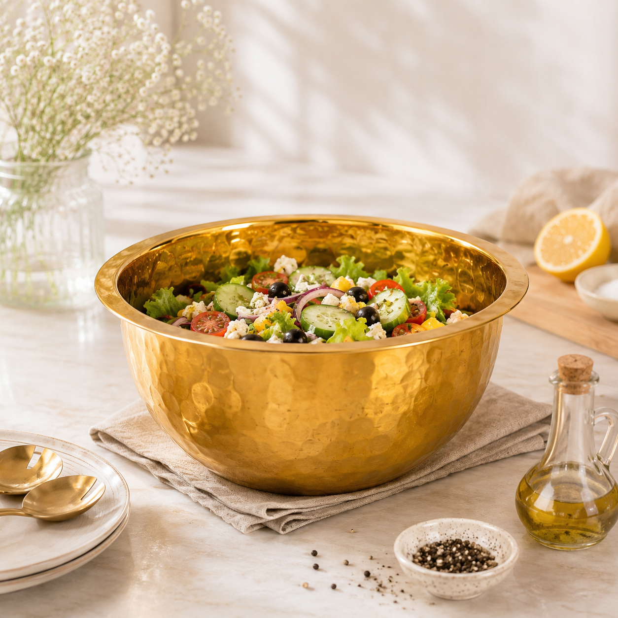 Crest Steel Aurum Hammered Golden Mixing Bowls