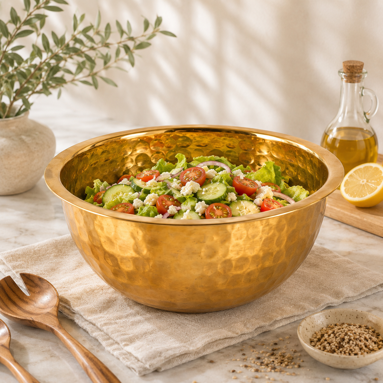Crest Steel Aurum Hammered Golden Mixing Bowls