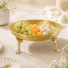 G.N Brass Electric Golden Coating Round Hand-Crafted Platters With Stand
