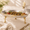 G.N 12-Inches Brass With Silver Coating Hand-Crafted Round Platter With Golden Stand