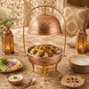 G.N 5-liter, 5-person Hand-Crafted Brass Round Lift-Top Chafing Dishes
