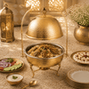 G.N 5-liter, 5-person Hand-Crafted Brass Round Lift-Top Chafing Dishes