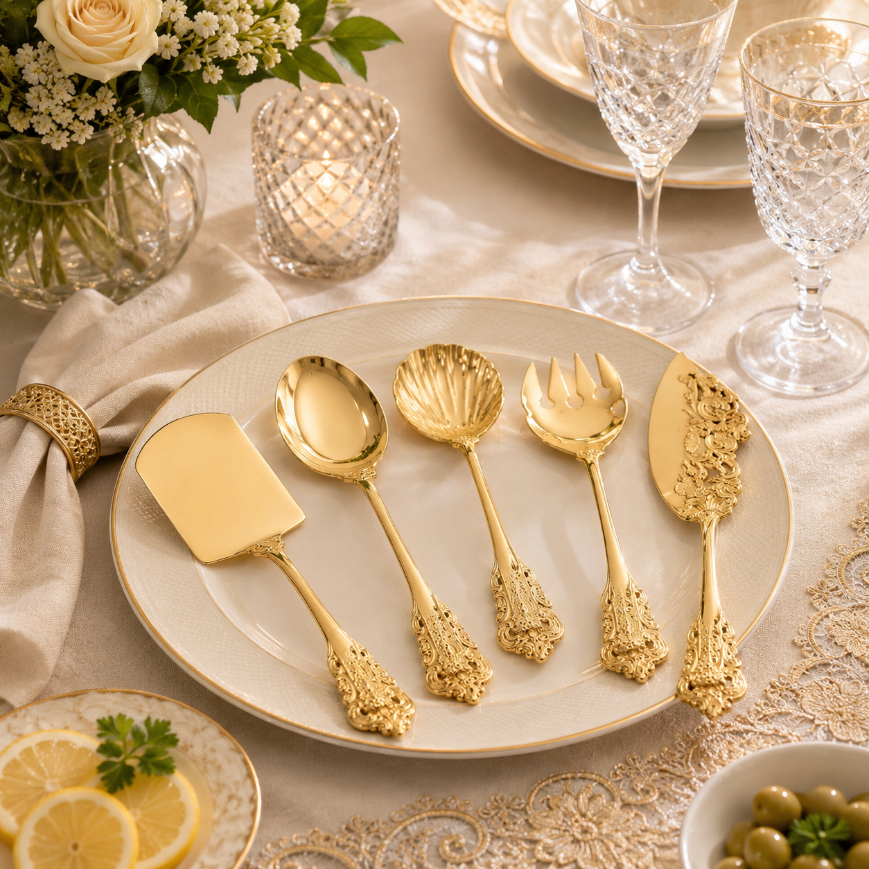 G.N 5-Pieces Brass Cutlery Sets