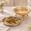 G.N 5-Liter, 4-Person Golden Brass Coated Hand-Crafted Round Platter With Silver Stainless Steel Dish