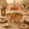 G.N 5-Liter, 5-Person Oval Brass Lift-Top Chafing Dishes With Golden Stand