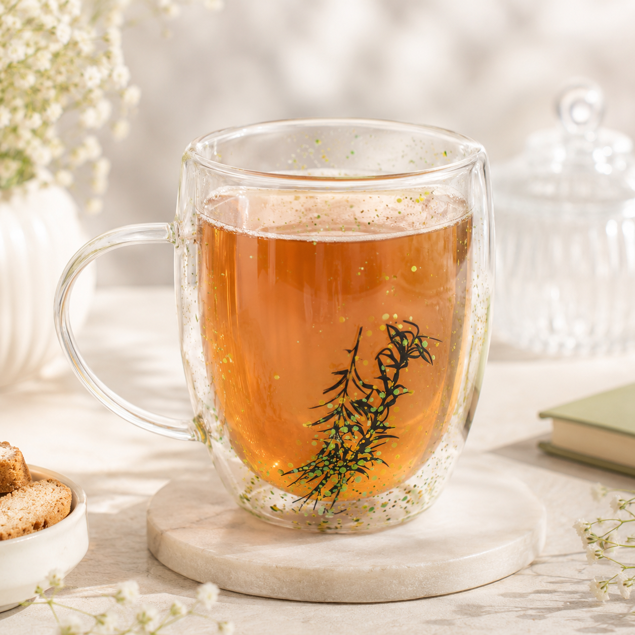 D.W.M 350 ML Double Wall Glass Mugs