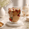 D.W.M Jewel Blossom Clusters Double-Wall Glass Mug, 350 ml