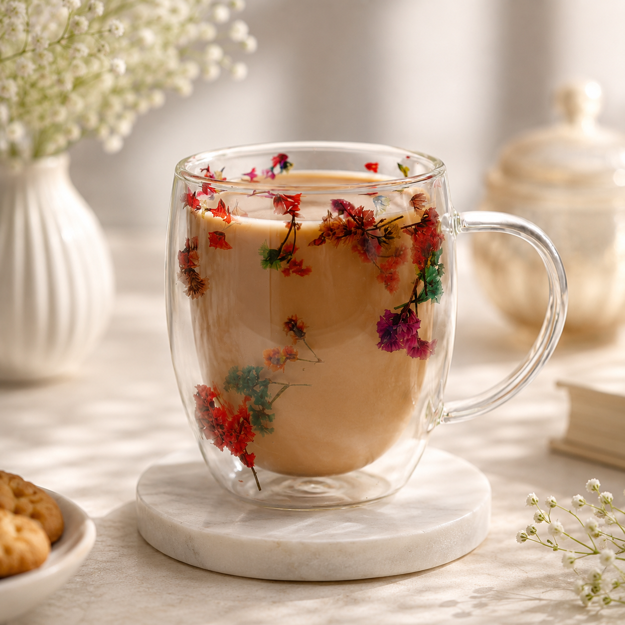 D.W.M 350 ML Double Wall Glass Mugs