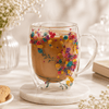 D.W.M Rainbow Blossom Sprays Double-Wall Glass Mug, 350 ml