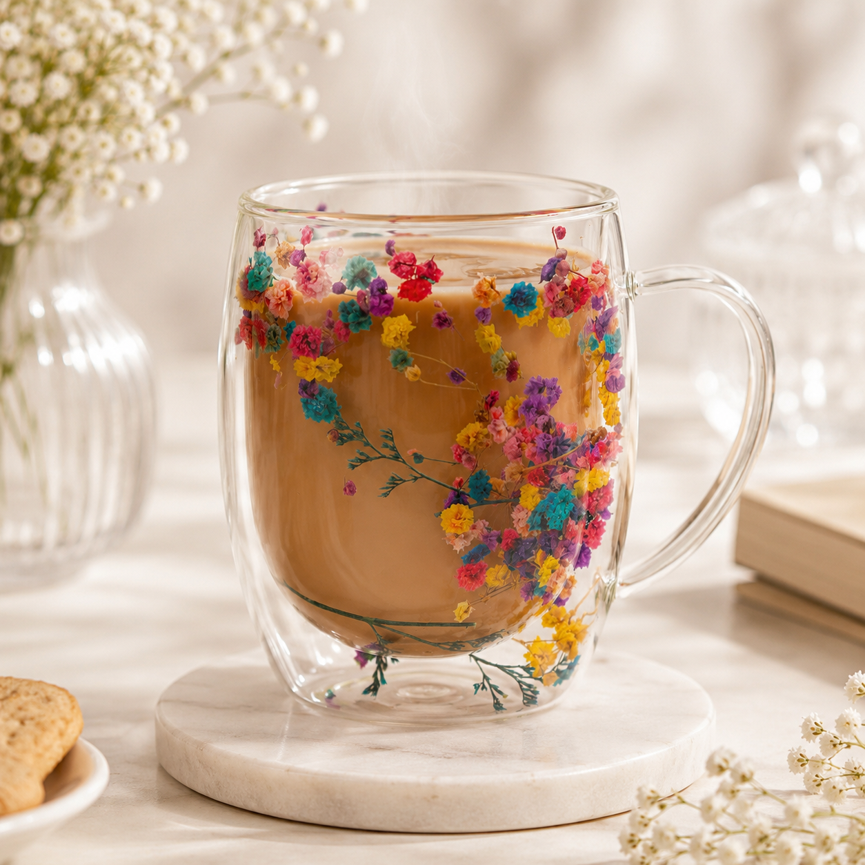 D.W.M 350 ML Double Wall Glass Mugs