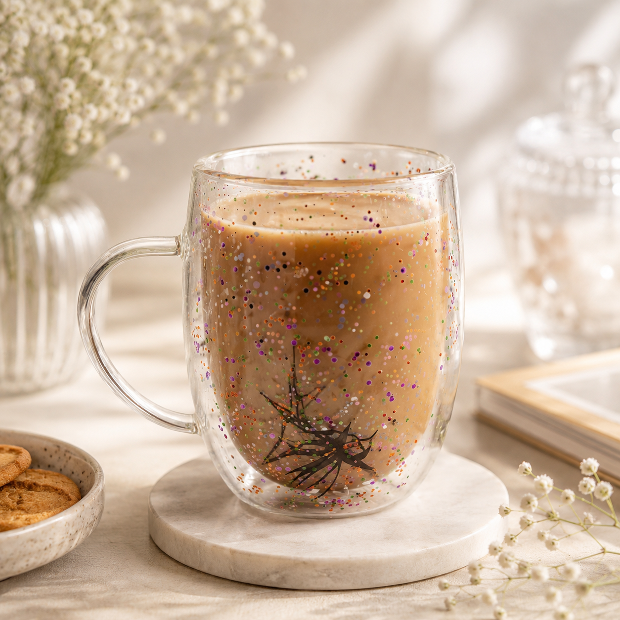 D.W.M 350 ML Double Wall Glass Mugs