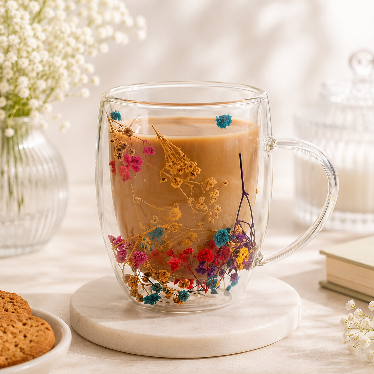 D.W.M 350 ML Double Wall Glass Mugs