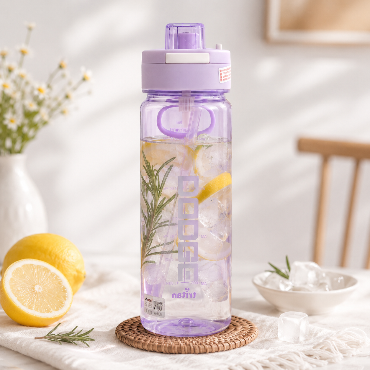 Dodge 780 ml Water Bottles With Straw Lid