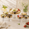 Home Table Bold Greek Border Gold Glass Dessert Set, 7 Pieces