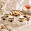 Home Table Ornate Gold Floral Glass Dessert Set, 7 Pieces